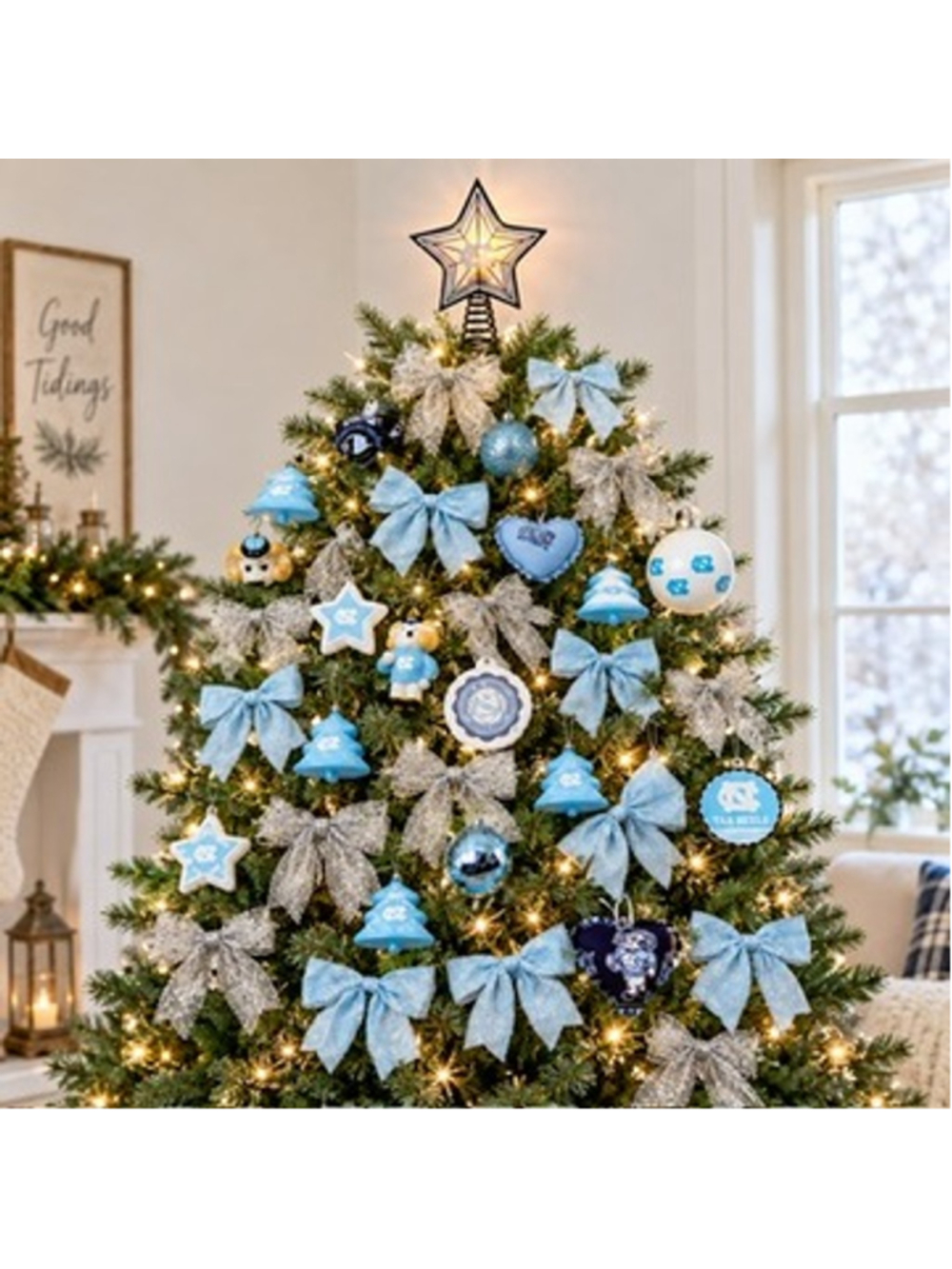 UNC Tar Heels Christmas Ornament Lot Tree Topper Rameses Mascot Carolina Blue